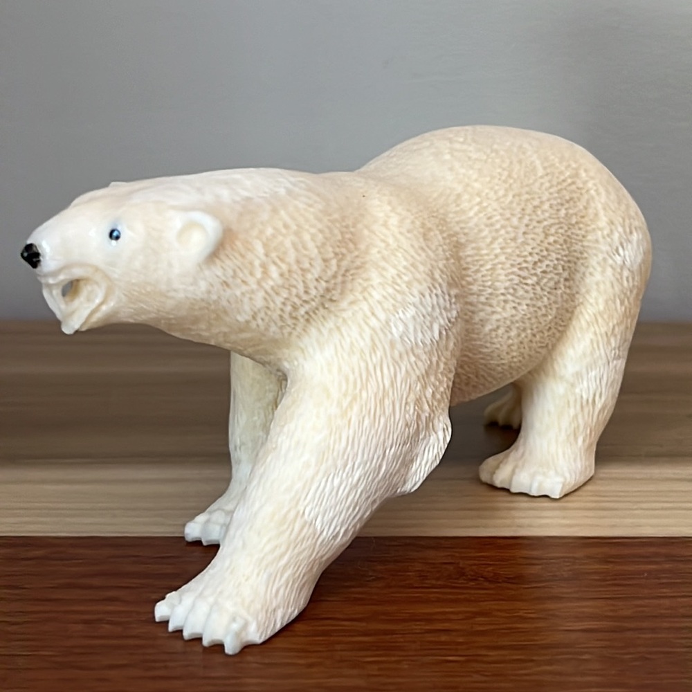 Hand-Carved Walrus Ivory Bear by Ray Toolie